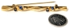 Gorgeous Older Vintage WHITE CO Stamped 1/20 12K GF Gold Filled Stick Bar Twist Brooch With Sapphire-Blue Coloured Stones - 2.5" Long - 3