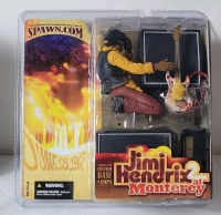 2004 McFarlane Toys Jimi Hendrix 2 at Monterey Action Figure , Complete w/Custom Base & Amps .