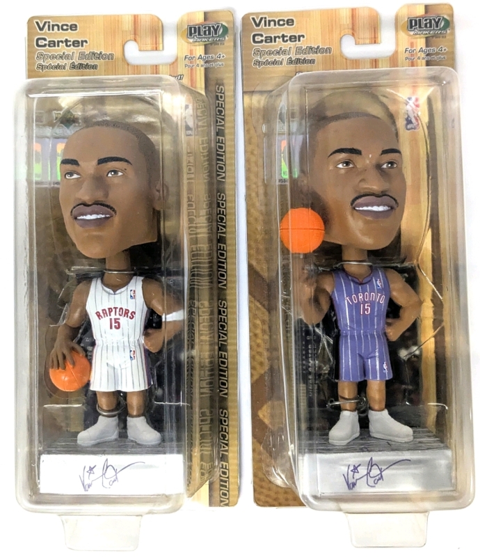 2 New 2002 NBA Basketball Special Edition VINCE CARTER #15 Toronto Raptors Bobble Heads With Upper Deck Collectable Cards by Play Makers - Approx 6" Tall Each