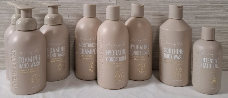 8 New Aromafields Bundle | Includes- 3 Handwashs, 1 Shampoo, 2 Conditioners, 1 Bodywash & 1 Hair Oil | Tallest Measures Weights- 500ml