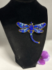 Sparkling Dragonfly Brooch with Royal Blue and AB Green Rhinestones<br/>Statement size Approximately 3.5 x 3 inch - 3