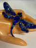Sparkling Dragonfly Brooch with Royal Blue and AB Green Rhinestones<br/>Statement size Approximately 3.5 x 3 inch - 6