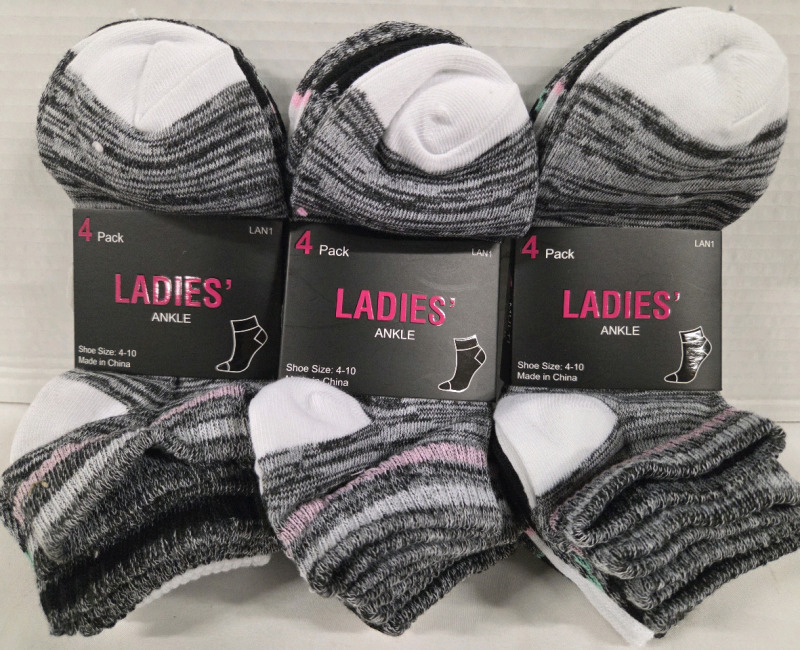 12 New Pairs | Size 4-10 Ladies Ankle Socks