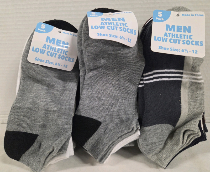 15 New Pairs | Size 6&frac12;-12 Mens Athletic Low Cut Socks