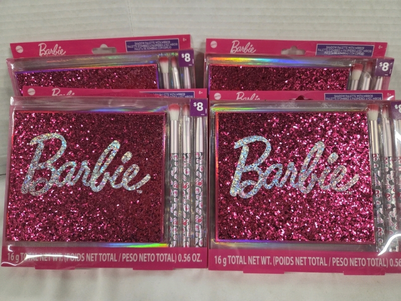 4 New | Barbie 16g Shadow Palettes w/ Mirror & 3 Brushes | Ea. Measure 6" x 7"