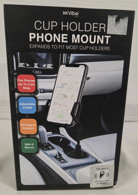 New in Box | VIBE Cup Holder Phone Mount | Expands to Fit Most Cup Holders | Fits Phones Up to 3.5" Wide