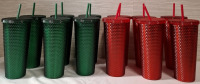 12 New Diamond Plattern Plastic Tumblers | 695ml Each