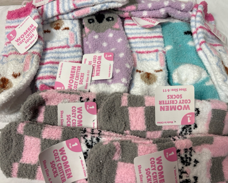 12 New Pairs of Women Cozy Critter Socks| Shoe Size 4-11
