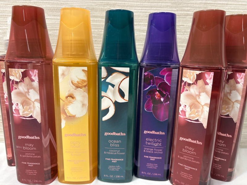7 New Goodbaths Fine Fragrance Mist| Jasmine & Gardenia Petals| Cotton Blossom & musk| Coconut & Hibiscus Flower| Orange flower & Black Orchid| 236 ml each| Best Before not given