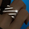 925 Silver Stamped Art Deco Style Wide Band Ring Adjustable Opening - 2