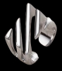 925 Silver Stamped Art Deco Style Wide Band Ring Adjustable Opening - 4