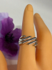 925 Silver Stamped Art Deco Style Wide Band Ring Adjustable Opening - 5