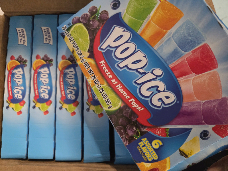 10 New Boxes | Pop-Ice Freeze at Home Pops | 20 1.0oz Pops in 6 Assorted Flavours a Box | BB: Feb 2027