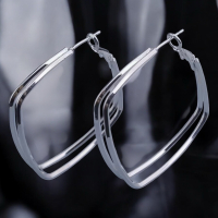 Elegant 925 silver plated double square earrings Faint 925 stamp on posts Approximately 1.75 x 1.5 inch