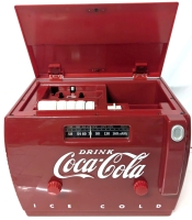 Working Vintage Old-Tyme Coca-Cola Cooler-Shaped AM/FM Radio OTR-1949 With Cassette Player - 9" Tall