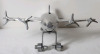 Vintage MCM Cast Aluminum Aeroplane Piggy Bank . Measures 10"&times;15"&times;6" . Missing Bottom Bank Plug & One Propeller Missing Piece . - 3