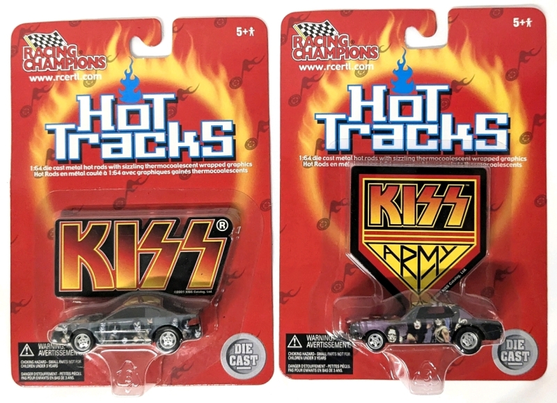 2 Vintage 2001 Racing Champions Hot Tracks KISS & KISS ARMY 1:64 Scale Diecast Metal Hot Rods With Sizzling Thermocoalescent Wrapped Graphics
