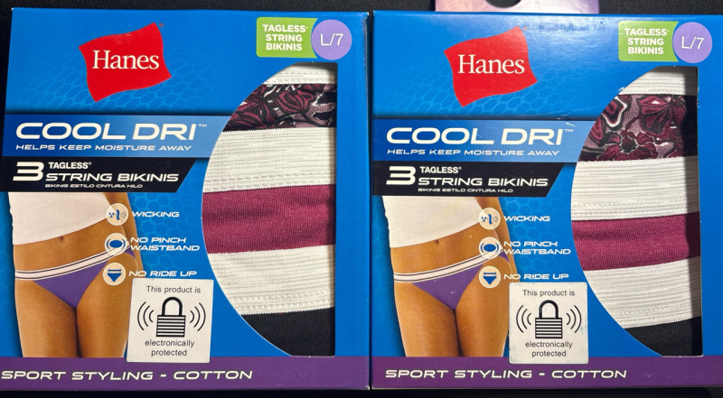 6 New Hanes String bikinis Women's | Sport Styling | Size L/7 | Color and design may vary