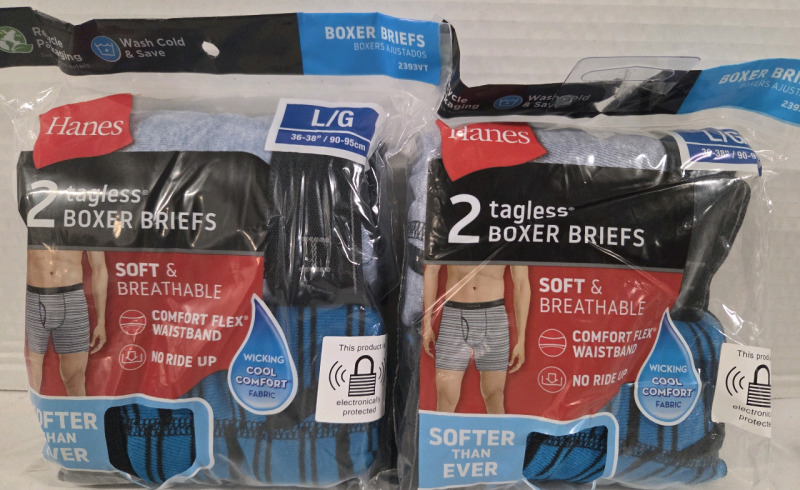 4 New | Size L Men's HANES Tagless Boxer Briefs