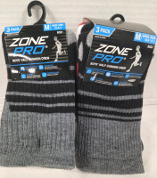 6 New Pairs | Size M Boys ZonePro Half Cushion Crew Socks