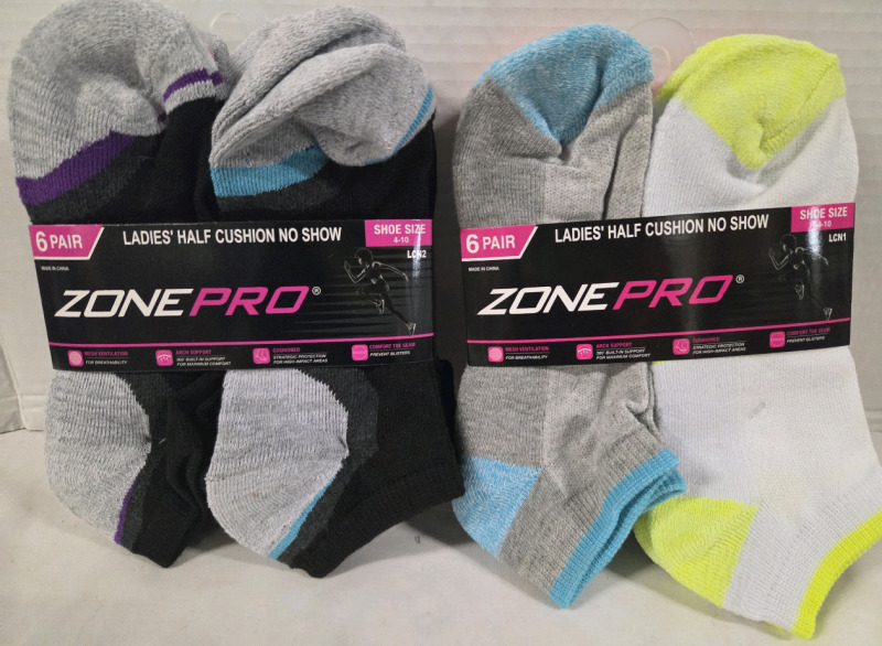 12 New Pairs | Size 4-10 Ladies Half Cushion No Show Socks