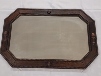 Vintage Oak Framed Beveled Glass Mirror