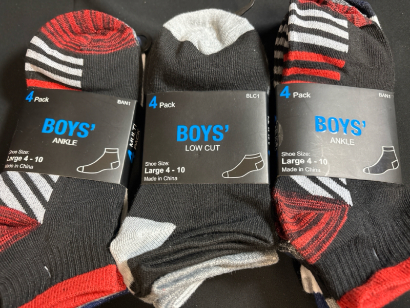 12 New Pairs of Boys Ankle/Low Cut Socks| Size 4-10