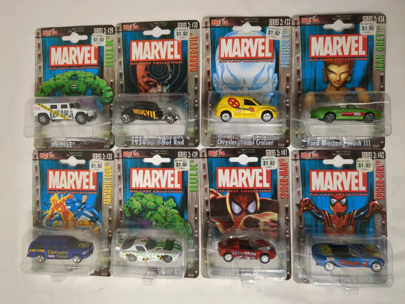 8 Vintage 2003 Marvel Die-Cast Car Collection In Sealed Pack