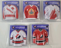 Five (5) Team Canada Mini Jerseys . Measures 6"&times;6"