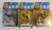 1999 McFarlane Toys SLAP SHOT " The Hanson Brothers " 6" Action Figure Set . Complete Set of 3 . Sealed