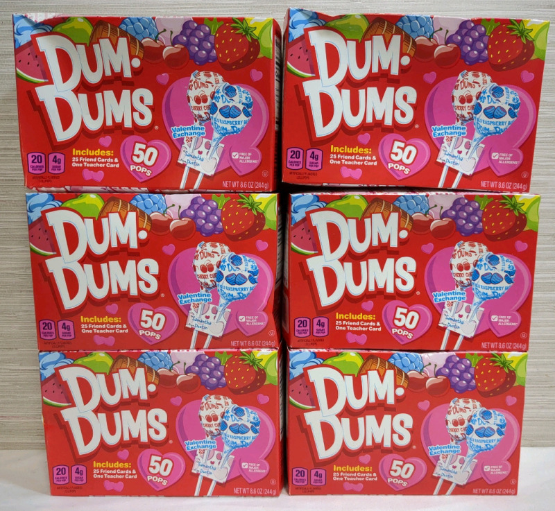 6 New Boxes Dum-Dums Lollipops - 50 Lollipops per Box BB SEPT 17 2027