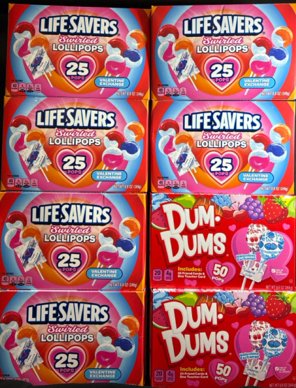 8 New LifeSavers Swirled lollipops and Dum Dums (50 pops in each box)| L.S has 25 Pops in each Box | 249g and 244g in Each Box | Best By 10/09/27