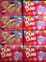 8 New Dum Dums (50 pops in each box and 244g) and Warheads Sour Dippin Sticks (22Exchange Packs and 184g each box)Assorted lot| Best by 12/09/2026