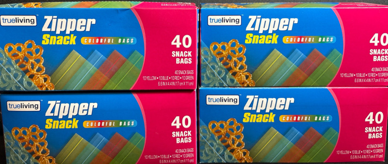 160 Trueliving New Zipper Snack Colorful Snack Bags| 6.6*4.4" Each| Each box has 40 colorful bags