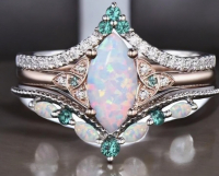 3pcs Marquise Cut Opal Colour Ring Set <br/>Size 9