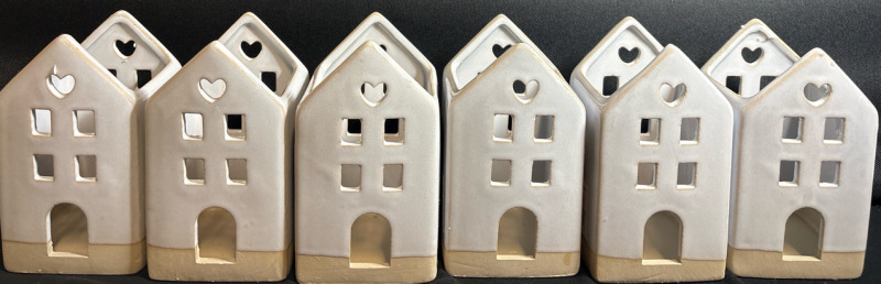 6 New Ceramic House Shaped Candle Holder | Length 6"