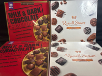 4 New Elmer Chocolate Milk & Dark Collection (680g) & Russel Stover Milk and Dark Chocolate (468g)