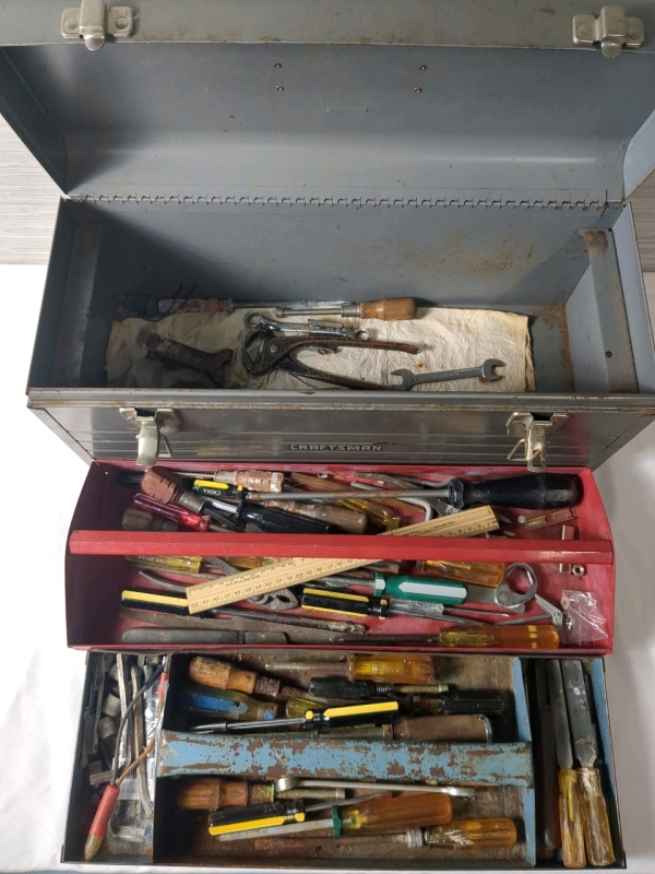 As Is Metal Toolbox With Various Tools