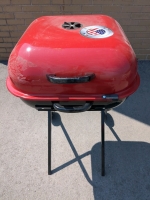 Americana Walk-A-Bout Portable Red Charcoal Grill 3ft Tall, 22x22 inches Wide