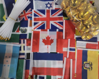 New | 8" x 5&frac12;" World Flags w/ 12" Flag Poles on Stands