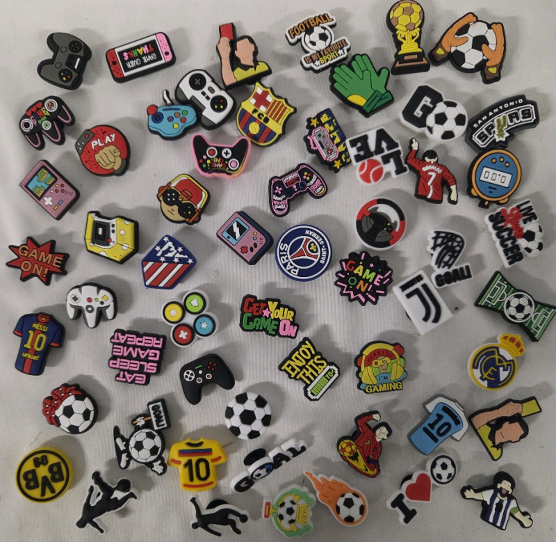 50+ New | Assorted Croc Charms | Mostly Gaming & Soccer Themed