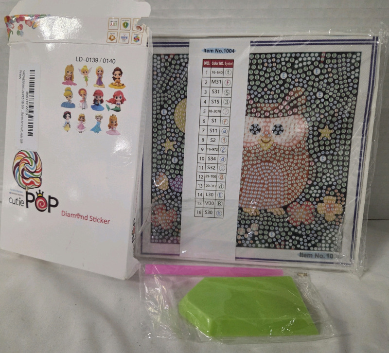 New | Assorted Diamond Art Lot | Includes Stickers & Framed Photo | Largest Measures 7" x 7"