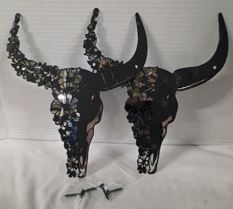 2 New | Skull & Flower Themed Mirrors | Measures 9" x 10" Ea.