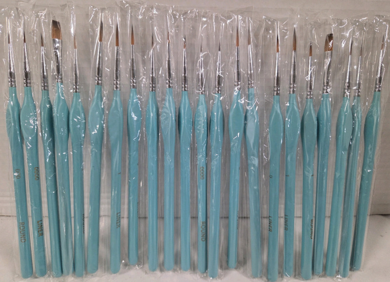 22 New | Fine Line Paint Brushes w Flat & Round Tips