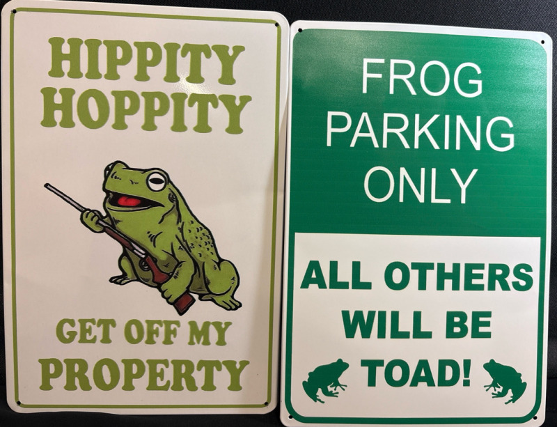 2 New Frog Parking Only & Hippity Hoppity Metal Signs | Size 8"*12" each