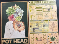 2 New Pot Head & Marijuana Knowledge Metal Signs | Size 8*12" sach