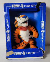 Vintage Kelloggs Frosted Flakes TONY The Tiger 8" Plush Toy w/Original Box . Tear Damage to box
