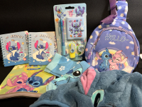 7 New Disney's Lilo & Stitch Mystery Gift box Includes Notebook, Pen, Eraser, socks, Bagpack| 8" largest measures