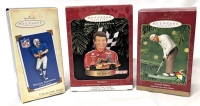 3 Vintage 1999, '00, '04 HALLMARK Ornaments: NFL Football Peyton Manning, NASCAR Bill Elliott, PGA Golf Arnold Palmerc