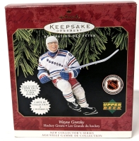 Vintage 1997 HALLMARK : Wayne Gretzky NHL NY Rangers Hockey Greats Christmas Ornament With Exclusive Upper Deck Trading Card